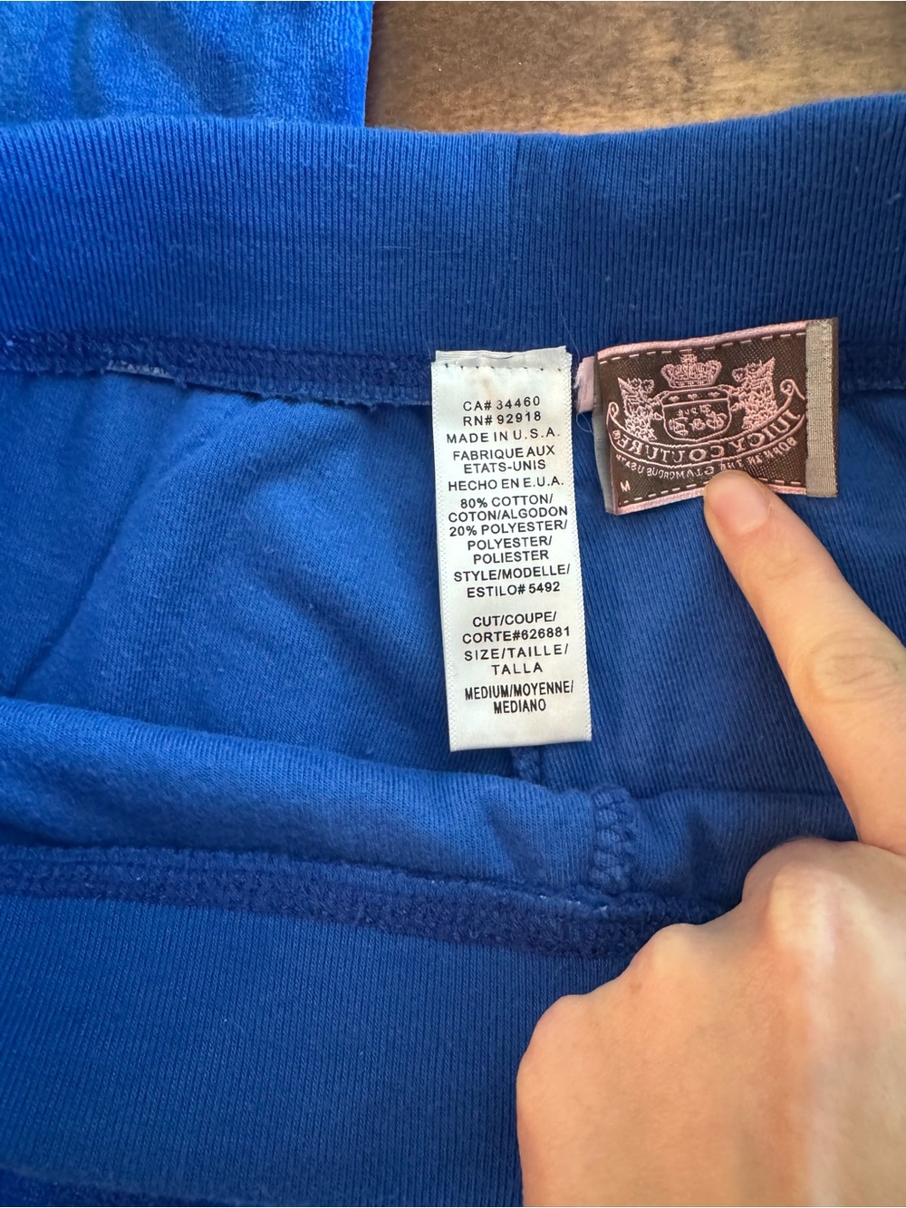 Juicy Couture Royal Blue Velour Lounge Set with Gold 'Couture' Crest - Picture 9 of 10